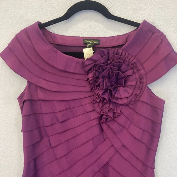 Cartise Cap Sleeve Tiered Blouse Womens 6 Evening Purple Flower Office Top NWT - Picture 3 of 12